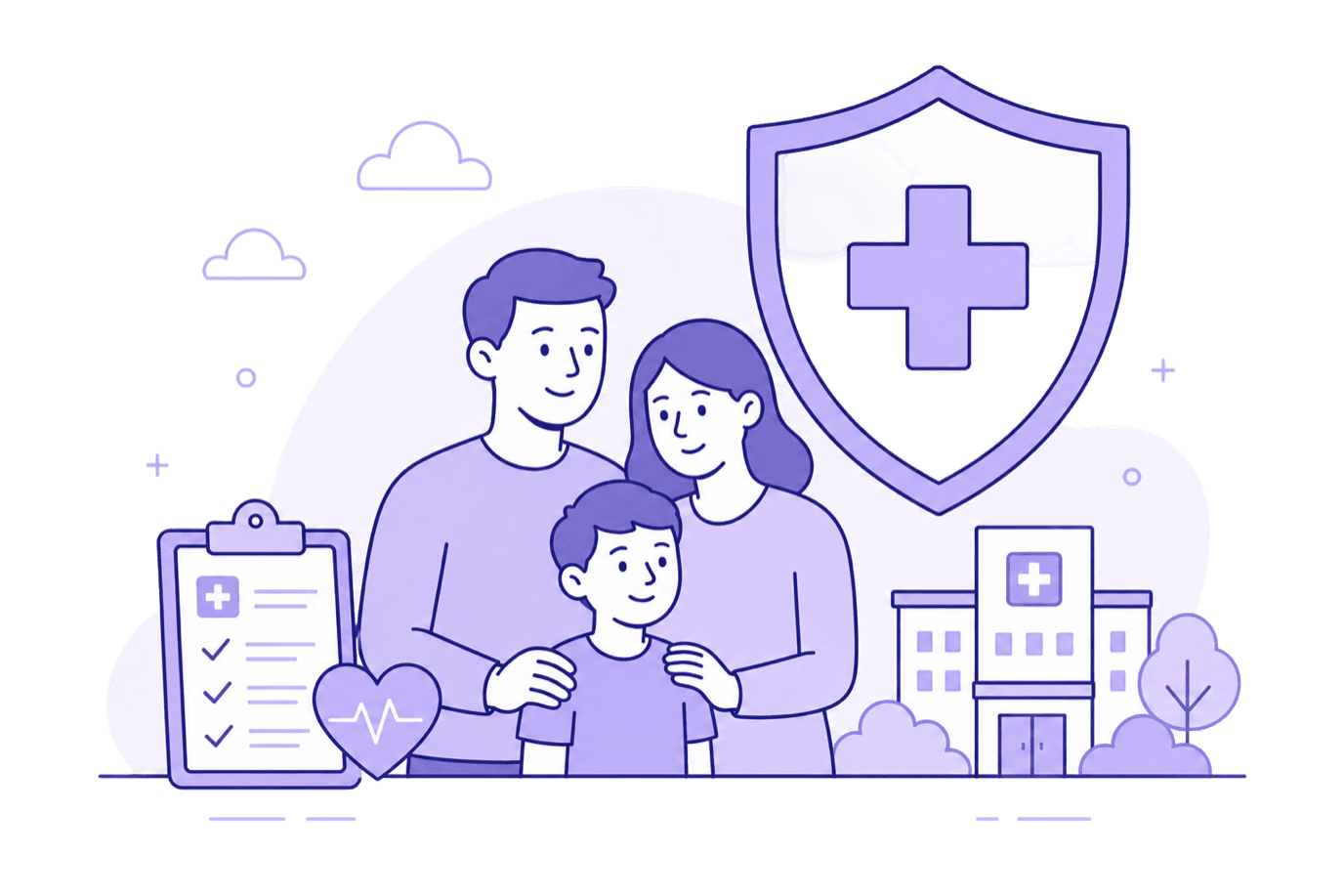 Ilustración de seguro de salud, en la paleta de Grupo Marsant