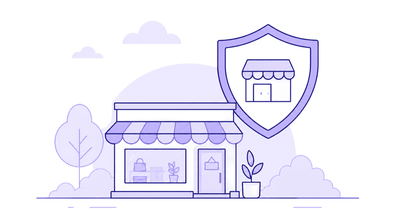 Ilustración de un comercio protegido, en la paleta de Grupo Marsant